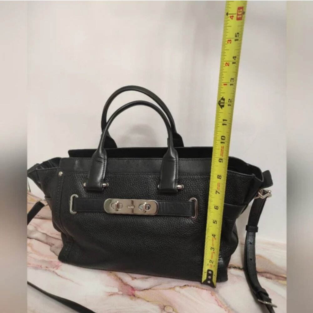 Coach Swagger Carryall In Pebble Leather Black with Silver Style No.34408 - Picture 5 of 15